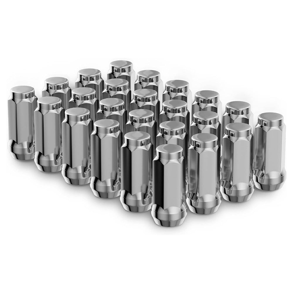Richeer M14x1.5 Lug Nuts, 24PCS Bulge Acorn, Closed End for Trucks & SUVs - Chrome