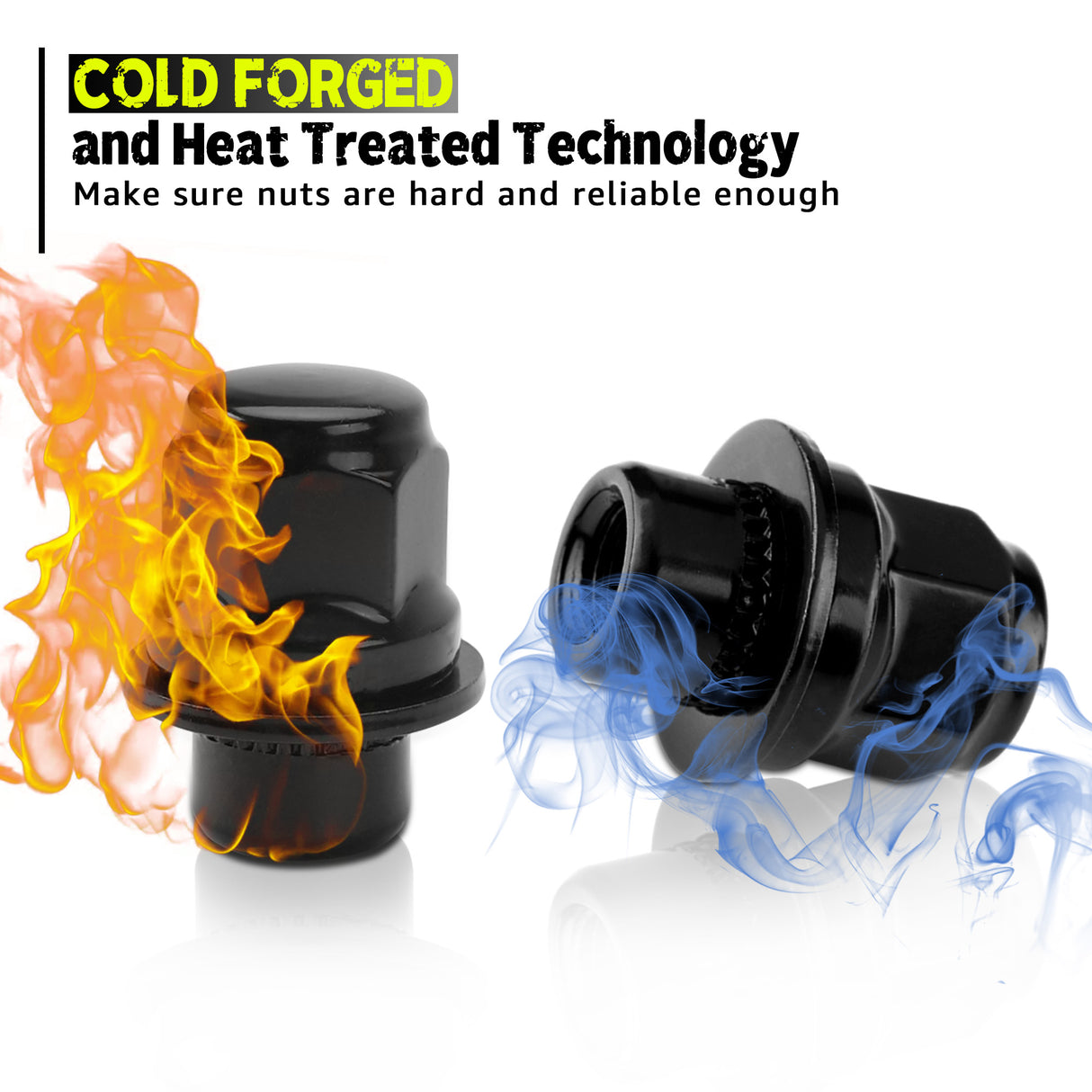 Richeer M12x1.5 Lug Nuts, 20PCS Bulge Acorn, Closed End for Trucks & SUVs - Black