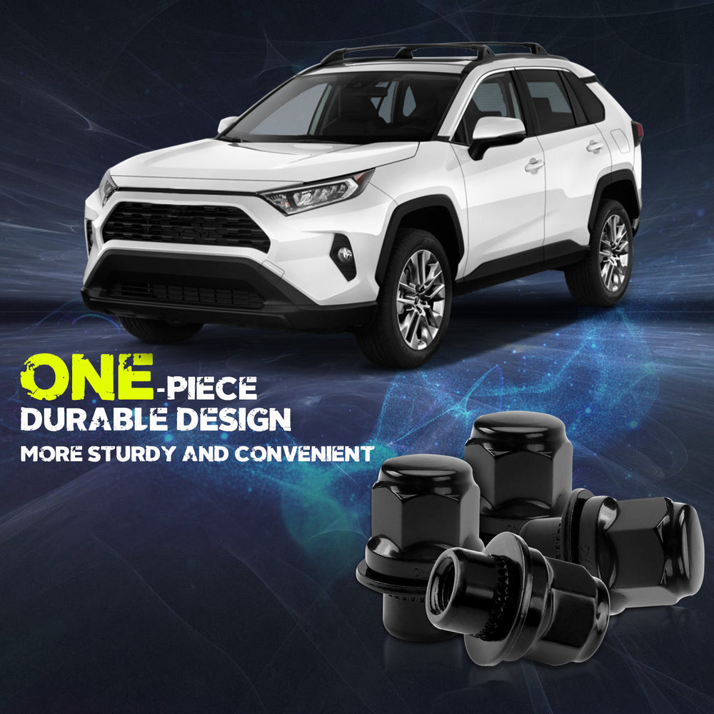 Richeer M12x1.5 Lug Nuts, 20PCS Bulge Acorn, Closed End for Trucks & SUVs - Black