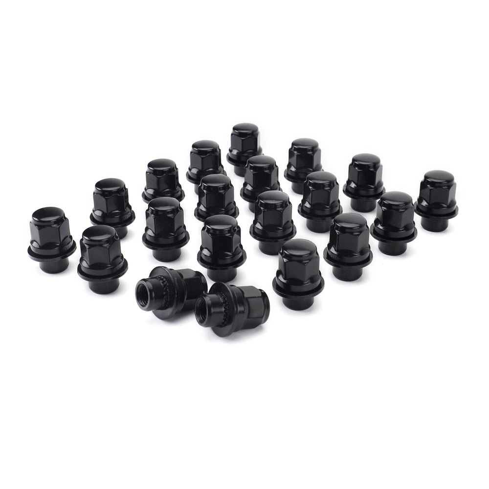 Richeer M12x1.5 Lug Nuts, 20PCS Bulge Acorn, Closed End for Trucks & SUVs - Black