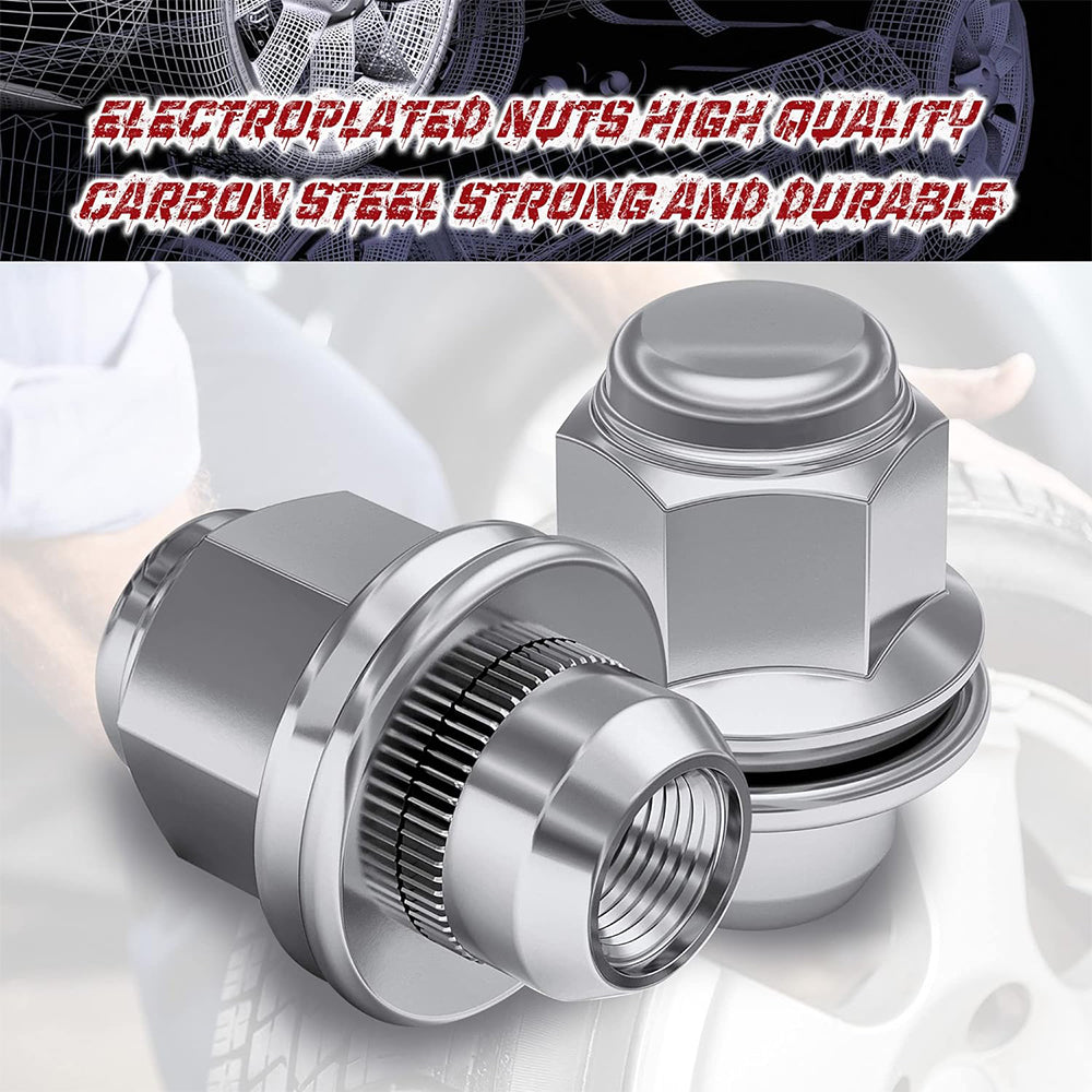 Richeer M12x1.5 Lug Nuts, 20PCS Bulge Acorn, Closed End for Trucks & SUVs - Chrome