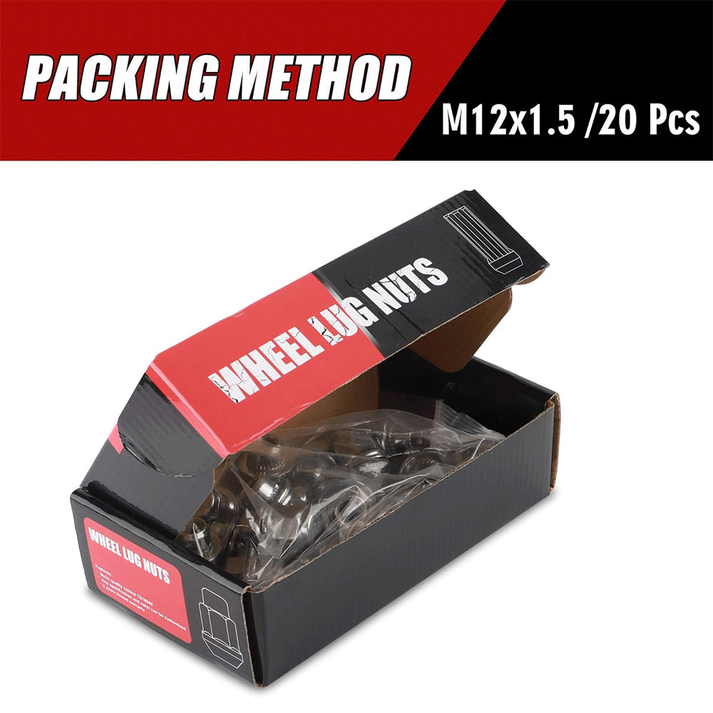 Richeer M12x1.5 Lug Nuts, 20PCS Bulge Acorn, Closed End for Trucks & SUVs - Chrome