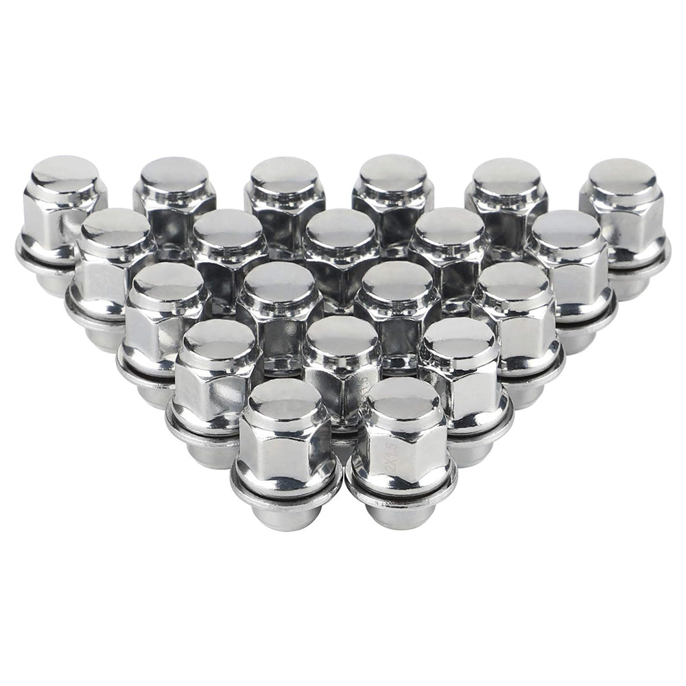 Richeer M12x1.5 Lug Nuts, 20PCS Bulge Acorn, Closed End for Trucks & SUVs - Chrome
