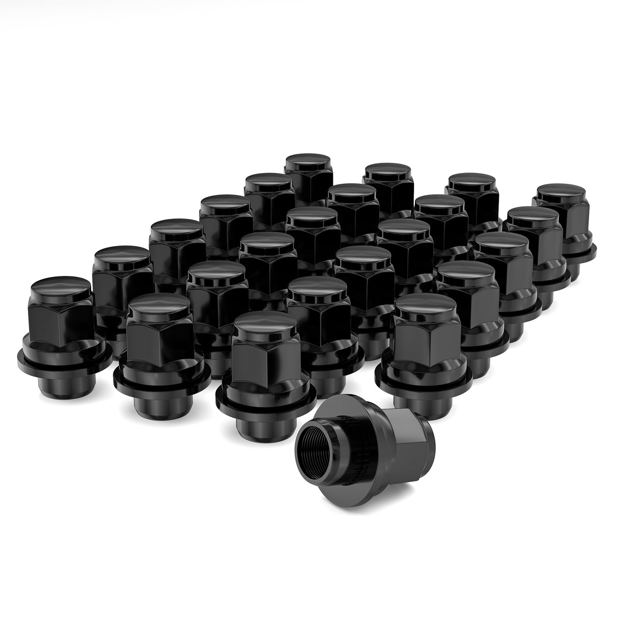 Richeer M12x1.5 Lug Nuts, 24PCS Bulge Acorn, Closed End for Trucks & SUVs - Black