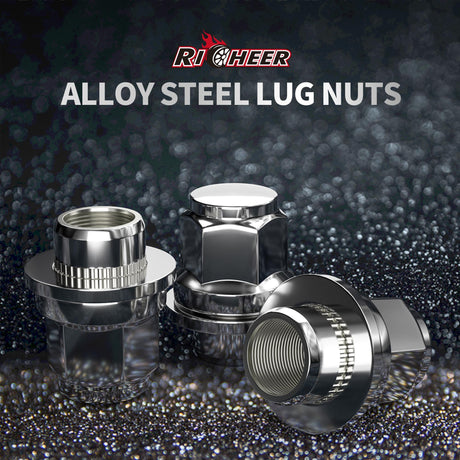 Richeer M12x1.5 Lug Nuts, 24PCS Bulge Acorn, Closed End for Trucks & SUVs - Chrome