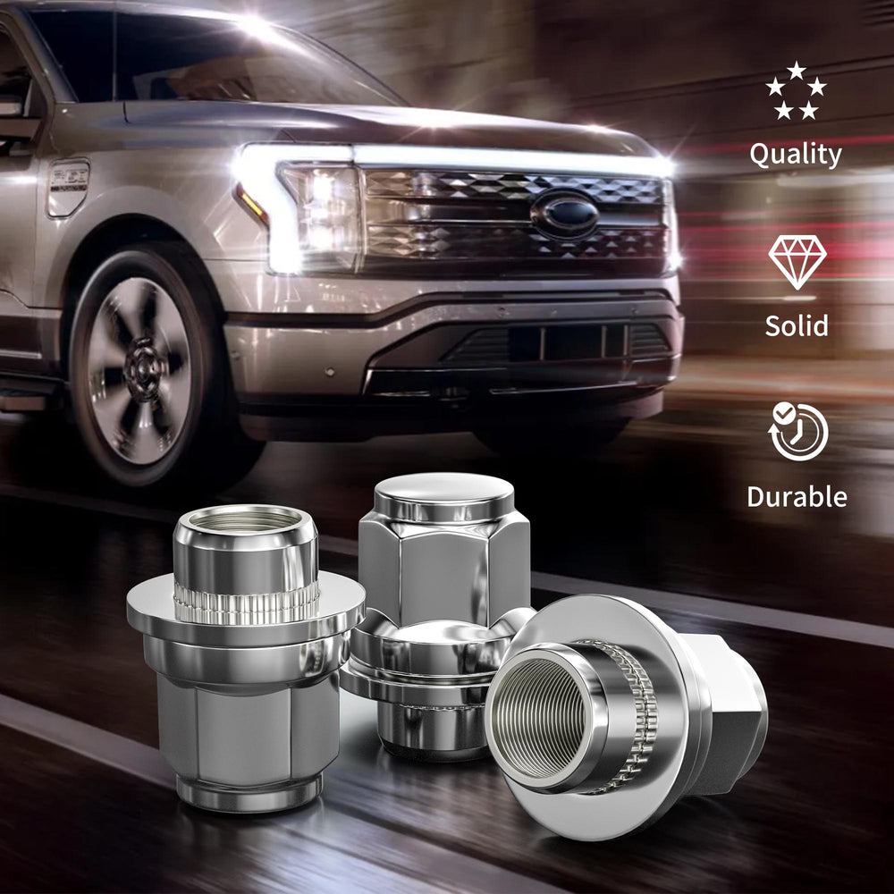 Richeer M12x1.5 Lug Nuts, 24PCS Bulge Acorn, Closed End for Trucks & SUVs - Chrome