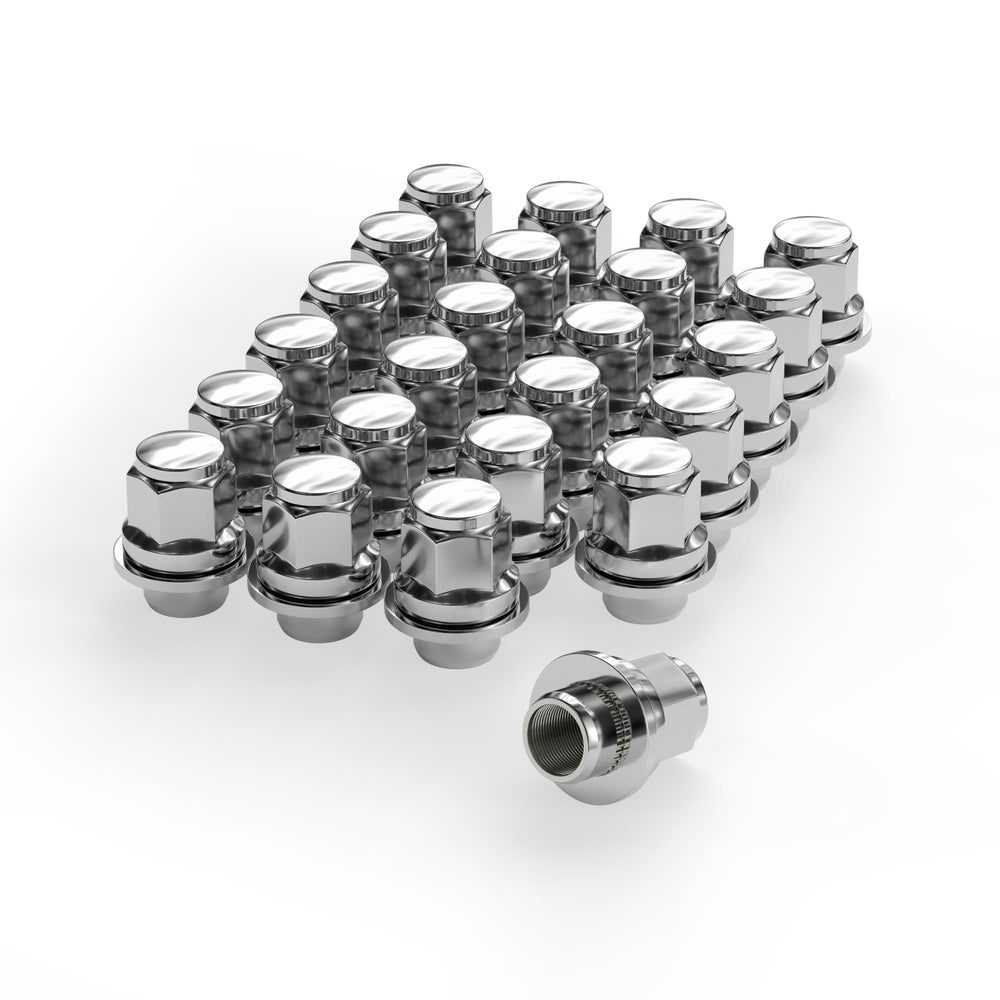 Richeer M12x1.5 Lug Nuts, 24PCS Bulge Acorn, Closed End for Trucks & SUVs - Chrome