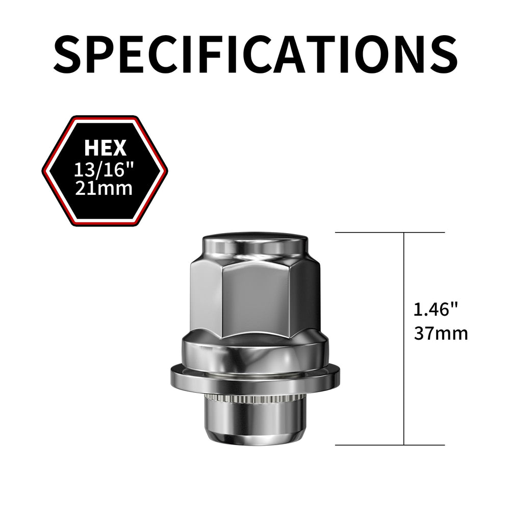 Richeer M12x1.5 Lug Nuts, 24PCS Bulge Acorn, Closed End for Trucks & SUVs - Chrome