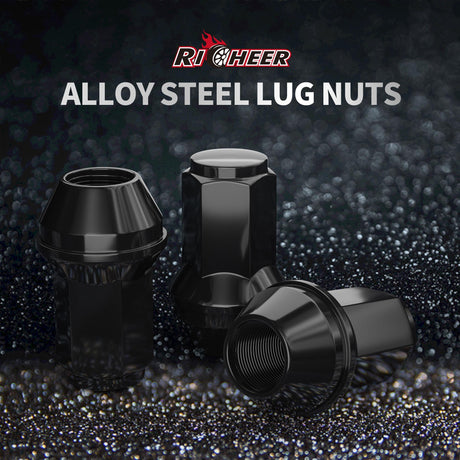 Richeer M14x2 Lug Nuts, 24PCS Bulge Acorn, Closed End for Trucks & SUVs - Black
