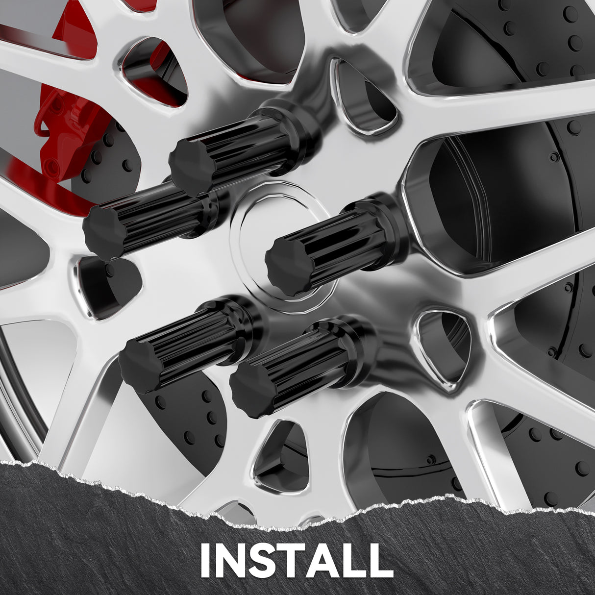 Richeer M14x2 Lug Nuts, 24PCS Spline Acorn, Closed End for Trucks & SUVs - Black