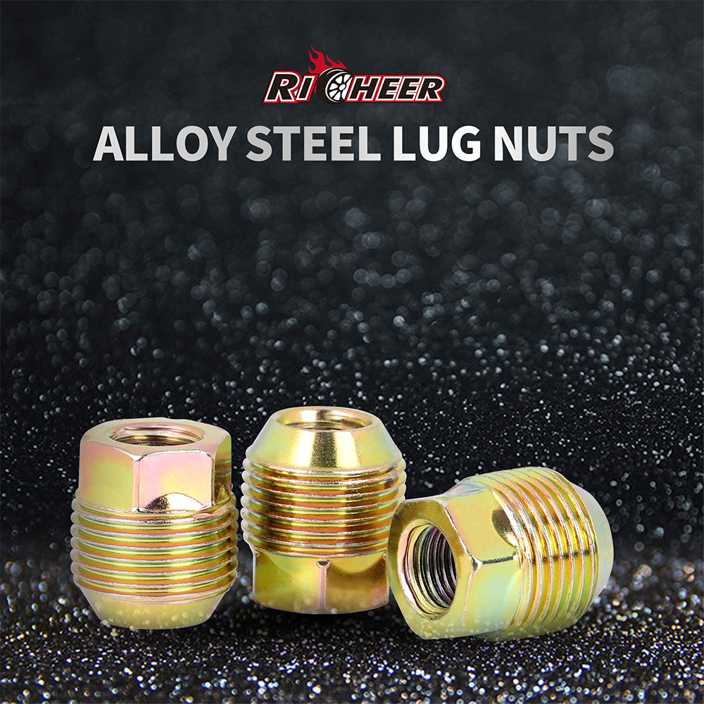 Richeer M14x1.5 Lug Nuts, 24PCS Bulge Acorn, Open End for Trucks & SUVs - Chrome