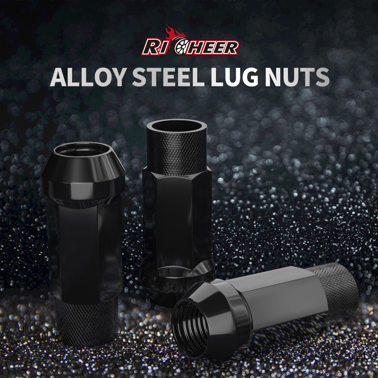 Richeer M12x1.5 Lug Nuts, 20PCS Bulge Acorn, Open End for Trucks & SUVs - Chrome