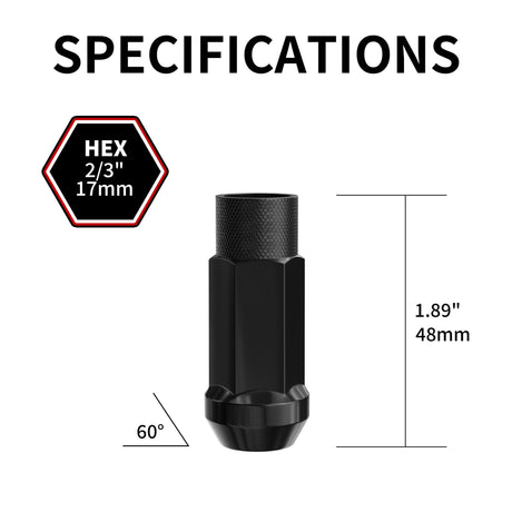 Richeer M12x1.5 Lug Nuts, 20PCS Bulge Acorn, Open End for Trucks & SUVs - Chrome