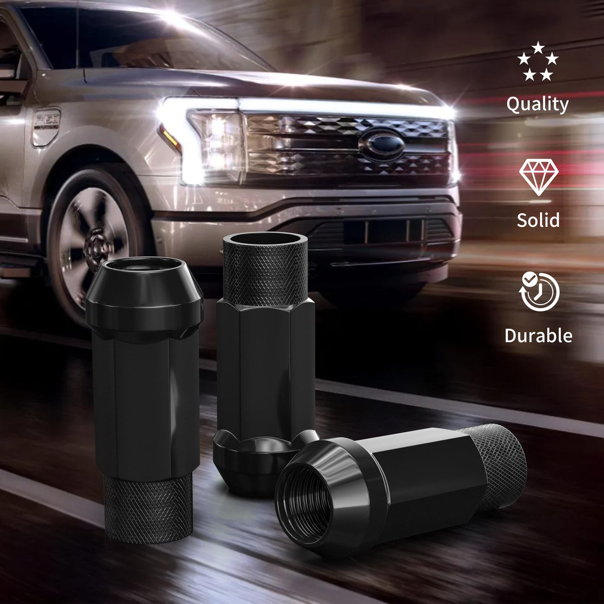 Richeer M12x1.5 Lug Nuts, 20PCS Bulge Acorn, Open End for Trucks & SUVs - Chrome