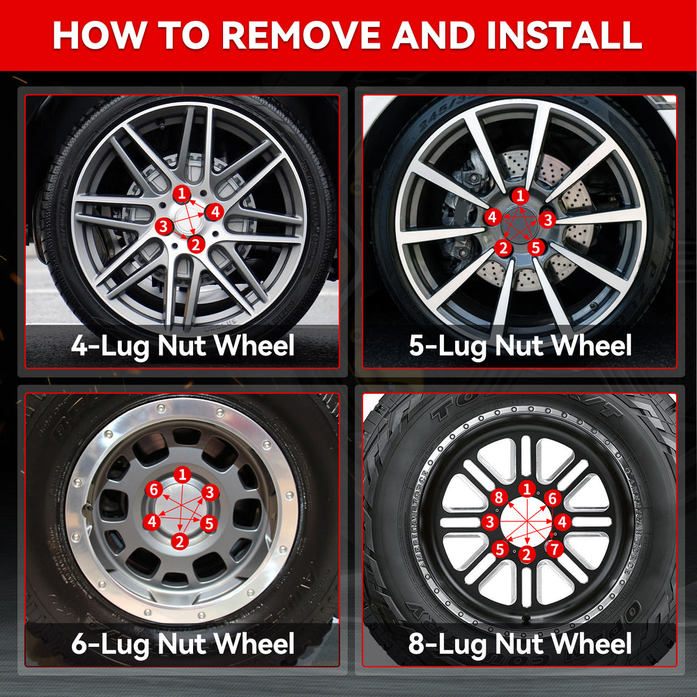 Richeer M12x1.25 Lug Nuts, 20PCS Bulge Acorn, Closed End for Trucks & SUVs - Black