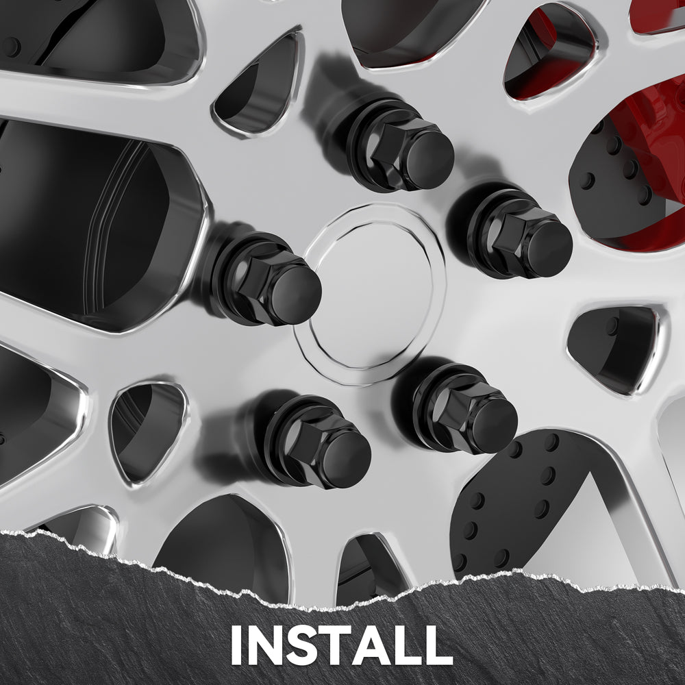 Richeer M12x1.25 Lug Nuts, 20PCS Bulge Acorn, Closed End for Trucks & SUVs - Black