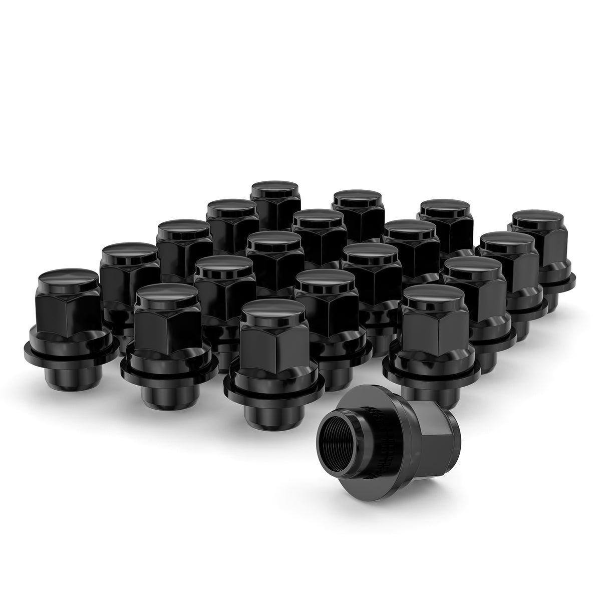 Richeer M12x1.25 Lug Nuts, 20PCS Bulge Acorn, Closed End for Trucks & SUVs - Black