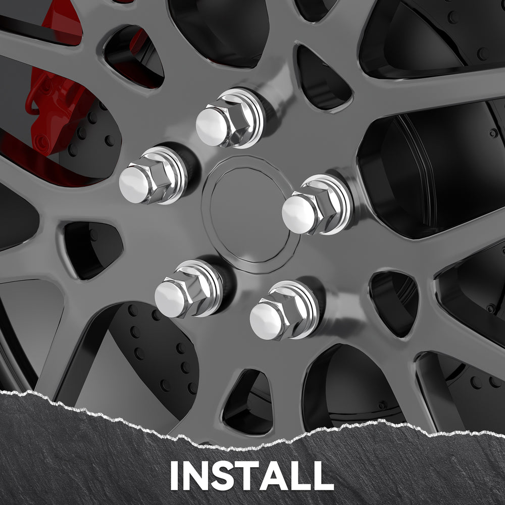 Richeer M12x1.25 Lug Nuts, 20PCS Bulge Acorn, Closed End for Trucks & SUVs - Chrome