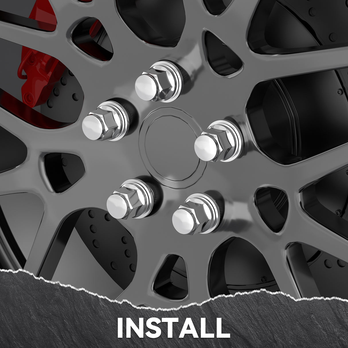 Richeer M12x1.25 Lug Nuts, 20PCS Bulge Acorn, Closed End for Trucks & SUVs - Chrome