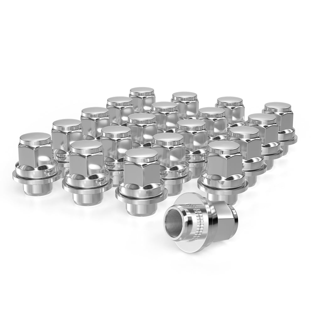 Richeer M12x1.25 Lug Nuts, 20PCS Bulge Acorn, Closed End for Trucks & SUVs - Chrome