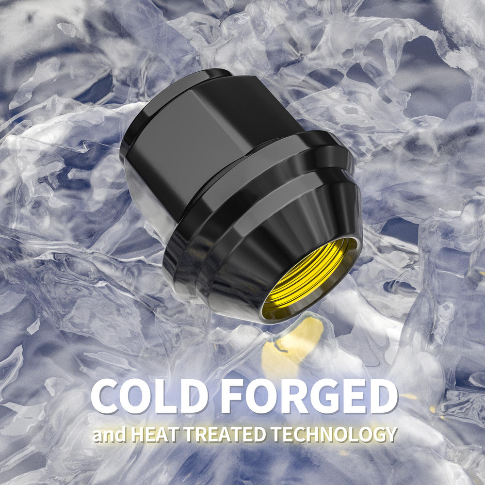 Richeer M12x1.5 Lug Nuts, 20PCS Bulge Acorn, Closed End for Trucks & SUVs - Black