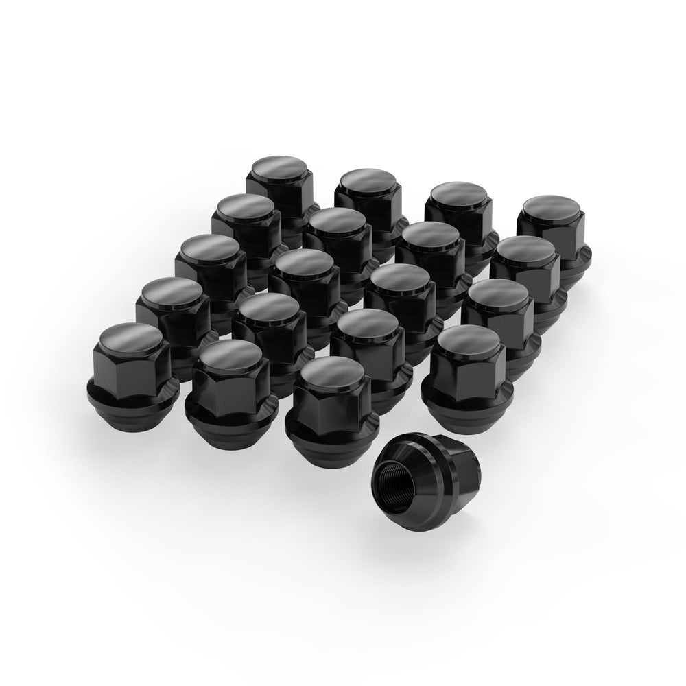Richeer M12x1.5 Lug Nuts, 20PCS Bulge Acorn, Closed End for Trucks & SUVs - Black