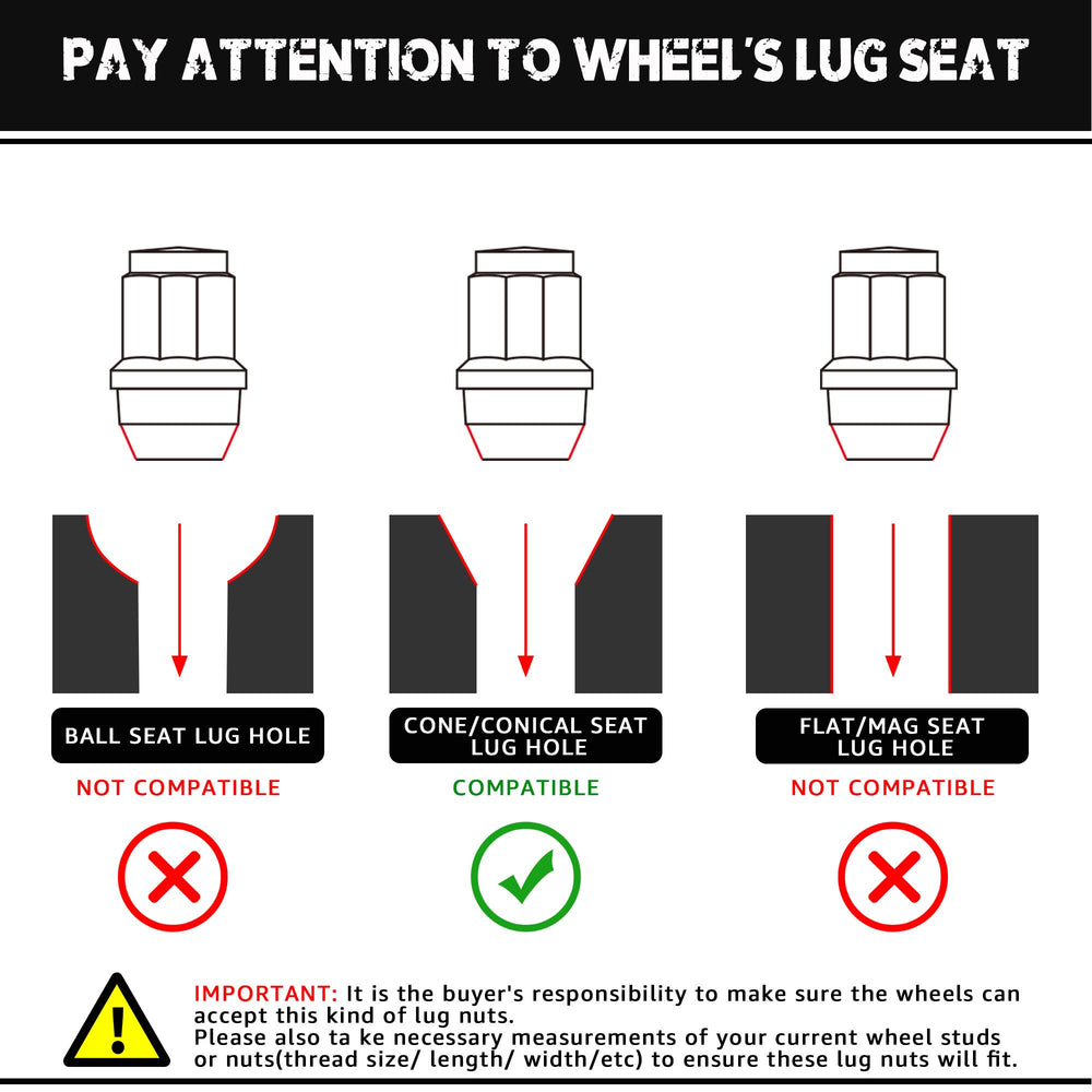 Richeer M14x1.5 Lug Nuts, 24PCS Bulge Acorn, Closed End for Trucks & SUVs - Black