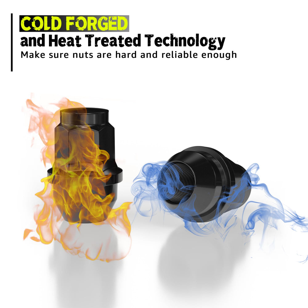 Richeer M14x1.5 Lug Nuts, 24PCS Bulge Acorn, Closed End for Trucks & SUVs - Black