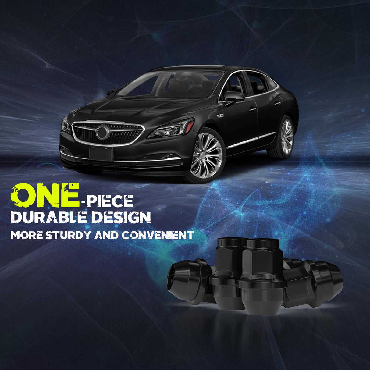 Richeer M14x1.5 Lug Nuts, 24PCS Bulge Acorn, Closed End for Trucks & SUVs - Black