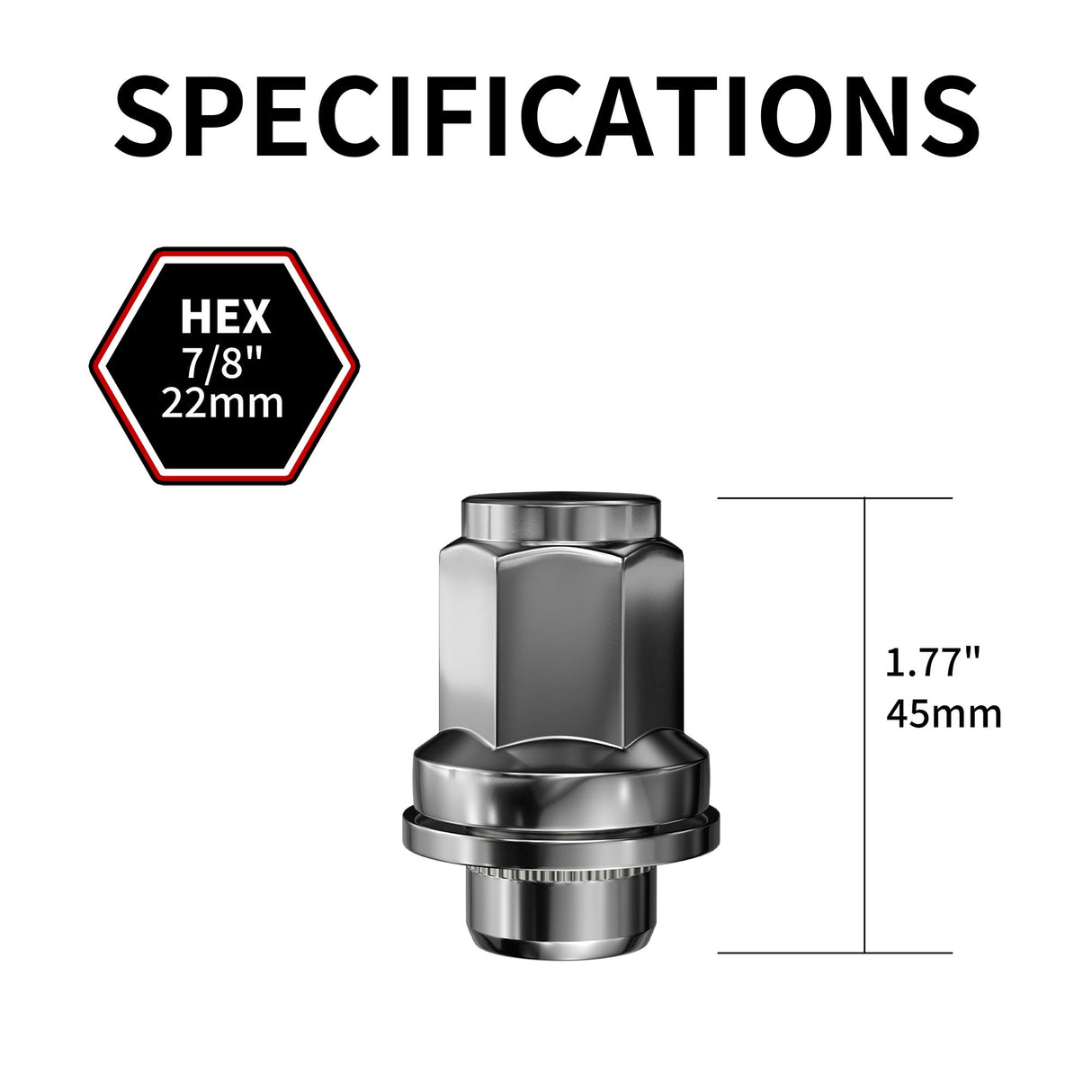 Richeer M14x1.5 Lug Nuts, 24PCS Bulge Acorn, Closed End for Trucks & SUVs - Chrome