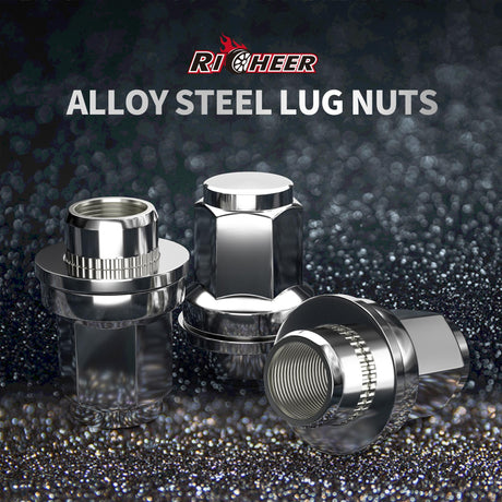 Richeer M14x1.5 Lug Nuts, 24PCS Bulge Acorn, Closed End for Trucks & SUVs - Chrome