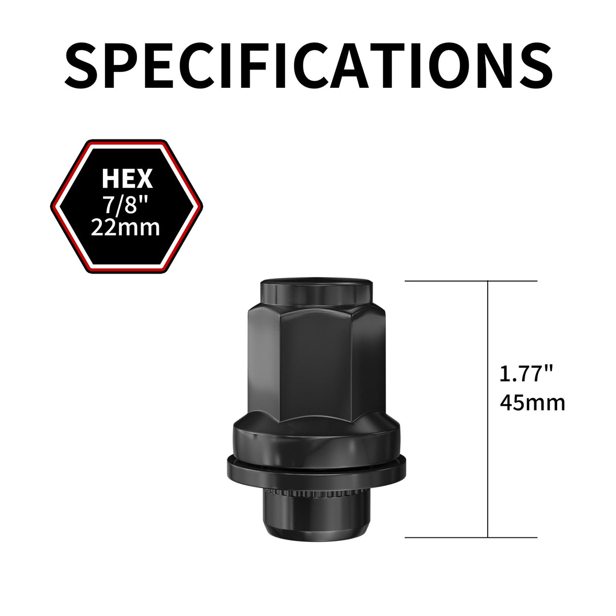 Richeer M14x1.5 Lug Nuts, 24PCS Bulge Acorn, Closed End for Trucks & SUVs - Black