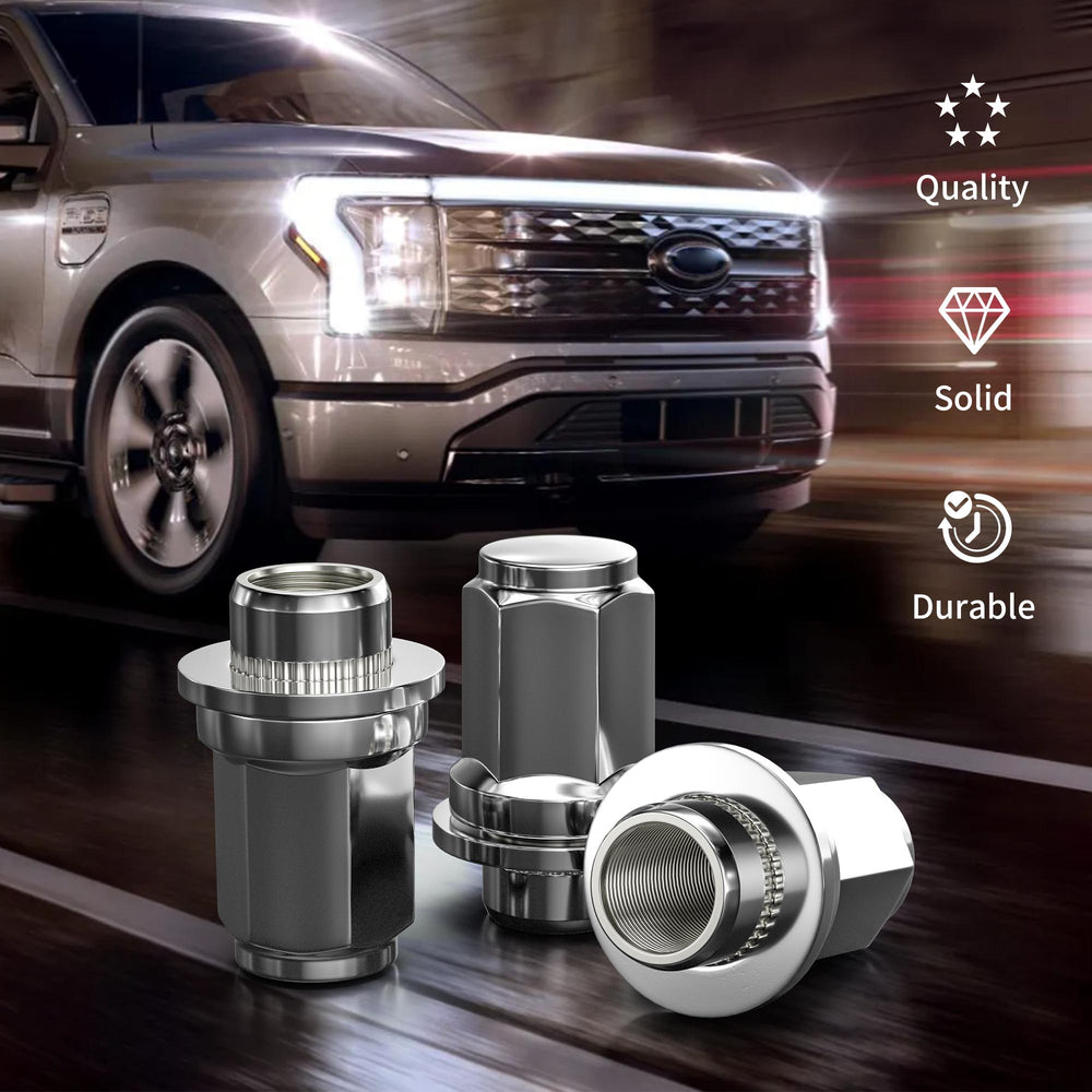 Richeer M12x1.5 Lug Nuts, 24PCS Bulge Acorn, Closed End for Trucks & SUVs - Chrome