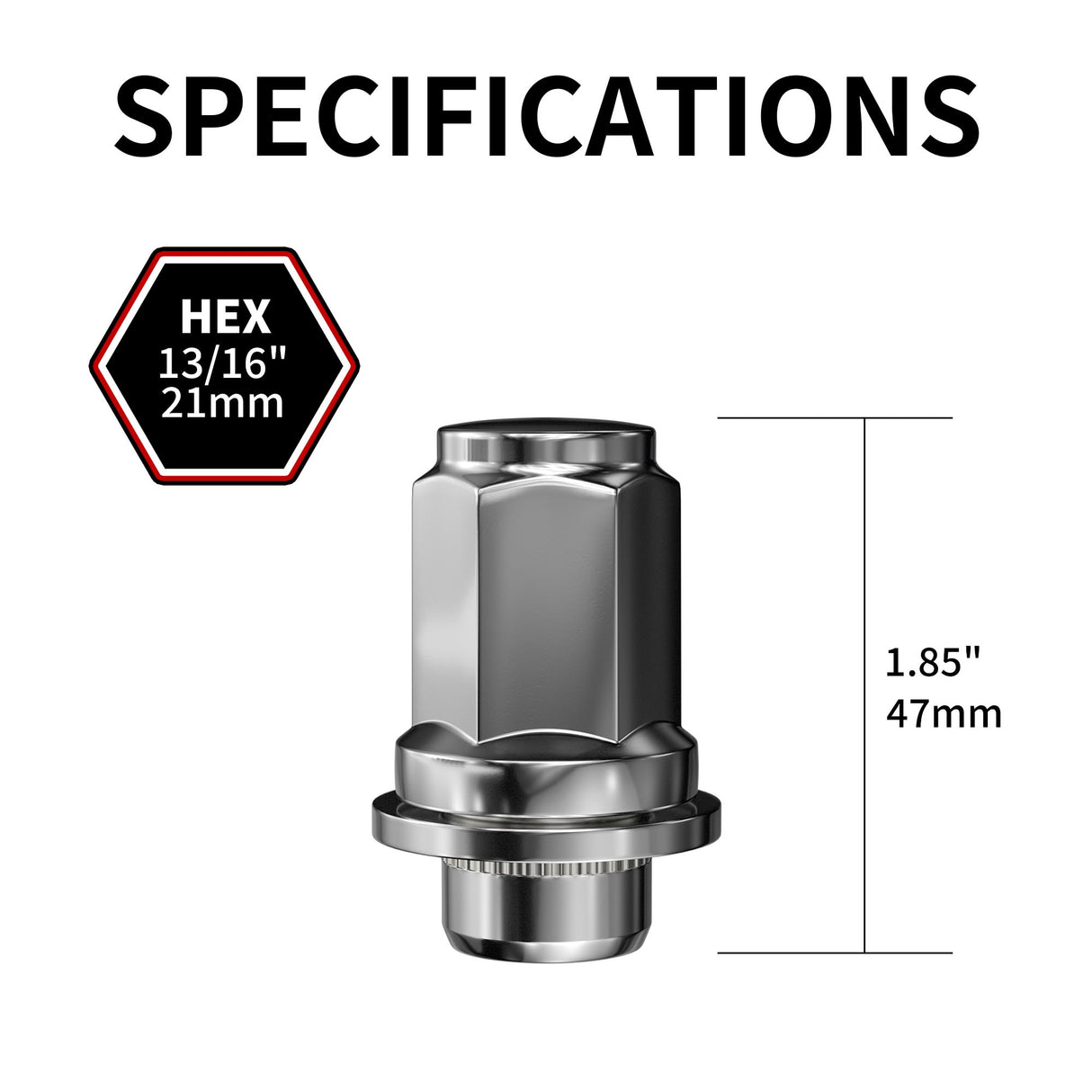 Richeer M12x1.5 Lug Nuts, 24PCS Bulge Acorn, Closed End for Trucks & SUVs - Chrome