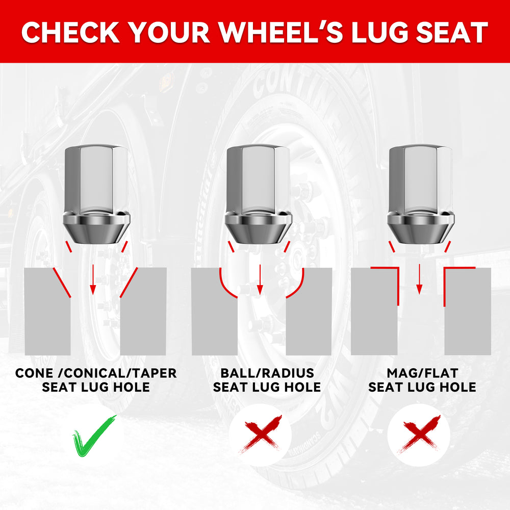 Richeer 9/16-18 Lug Nuts, 20PCS Bulge Acorn, Closed End for Trucks & SUVs - Chrome