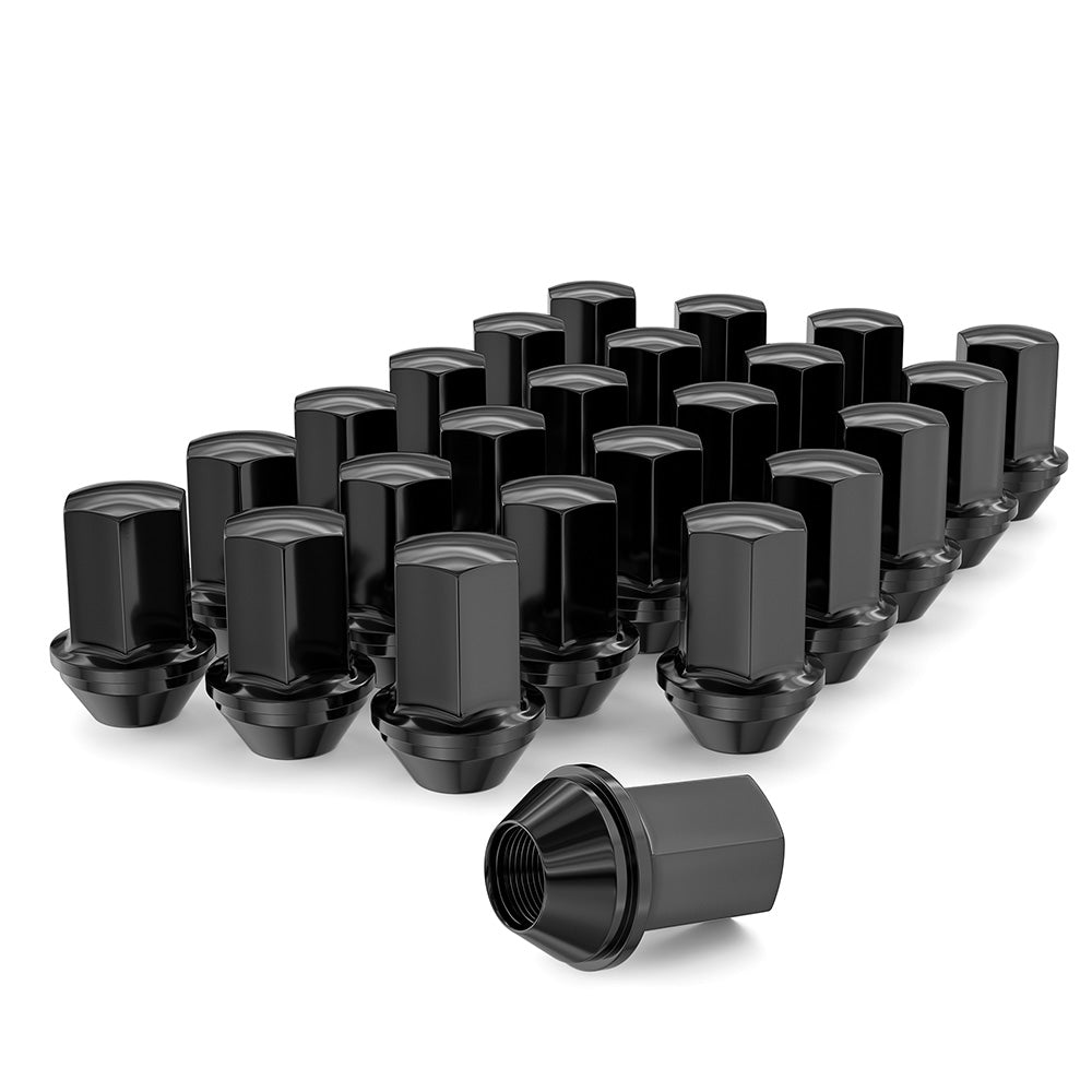 Richeer M14x1.5 Lug Nuts, 24PCS Bulge Acorn, Closed End for Trucks & SUVs - Black