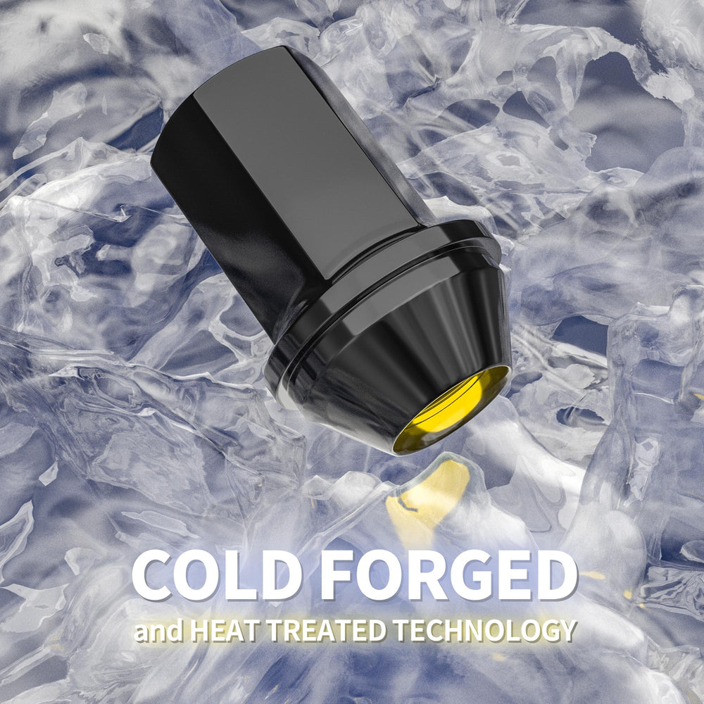 Richeer M14x1.5 Lug Nuts, 24PCS Bulge Acorn, Closed End for Trucks & SUVs - Black