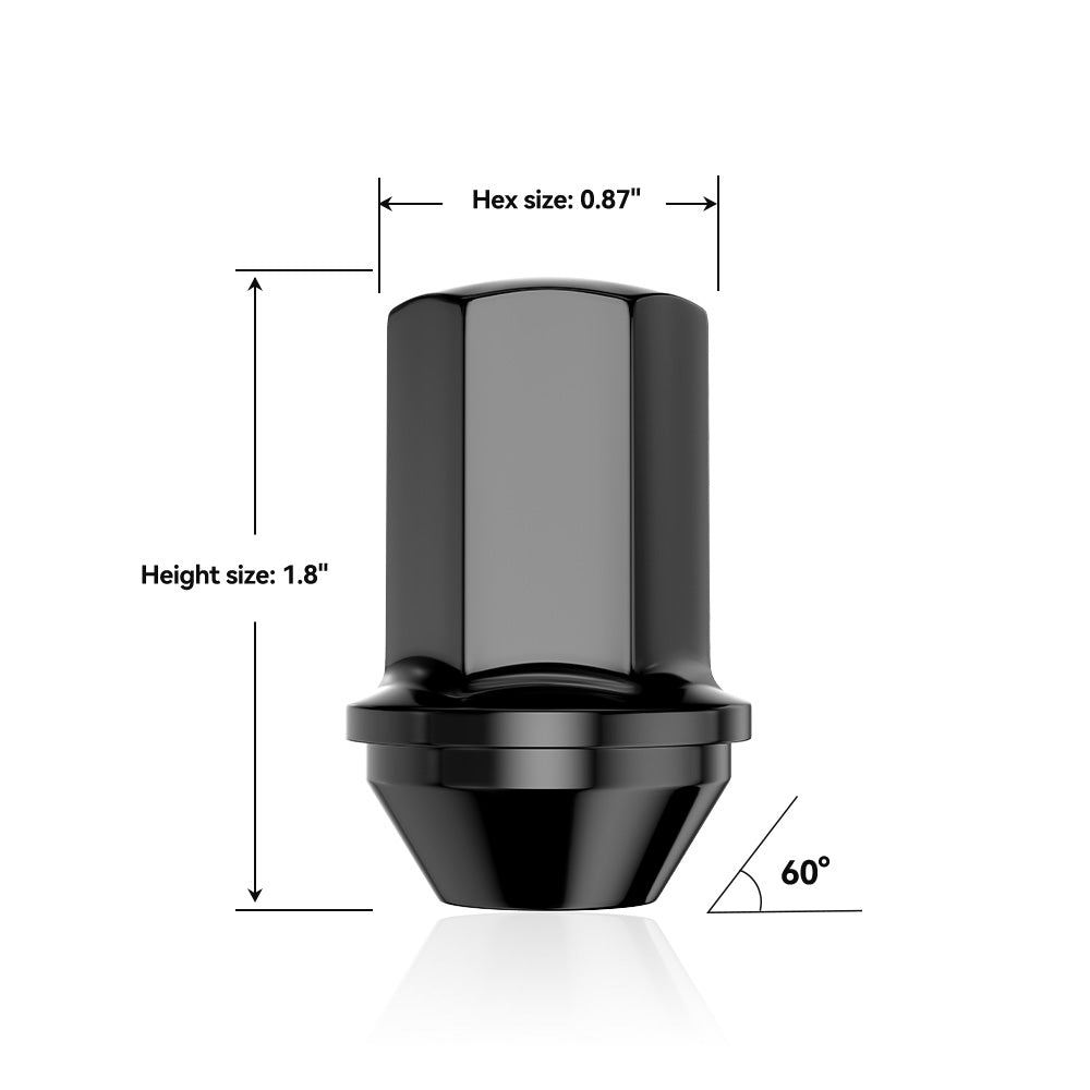 Richeer M14x1.5 Lug Nuts, 24PCS Bulge Acorn, Closed End for Trucks & SUVs - Black