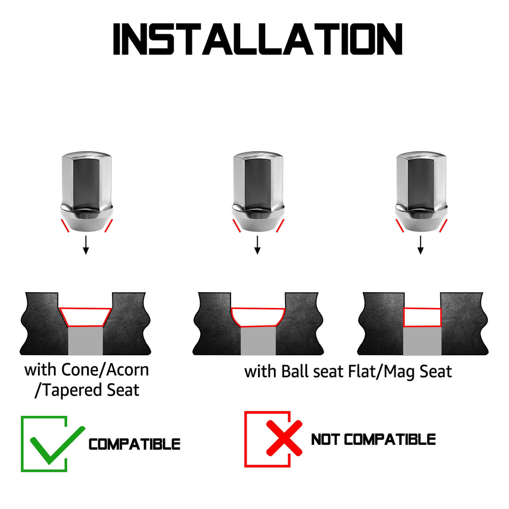 Richeer M14x1.5 Lug Nuts, 20PCS Bulge Acorn, Closed End for Trucks & SUVs - Chrome