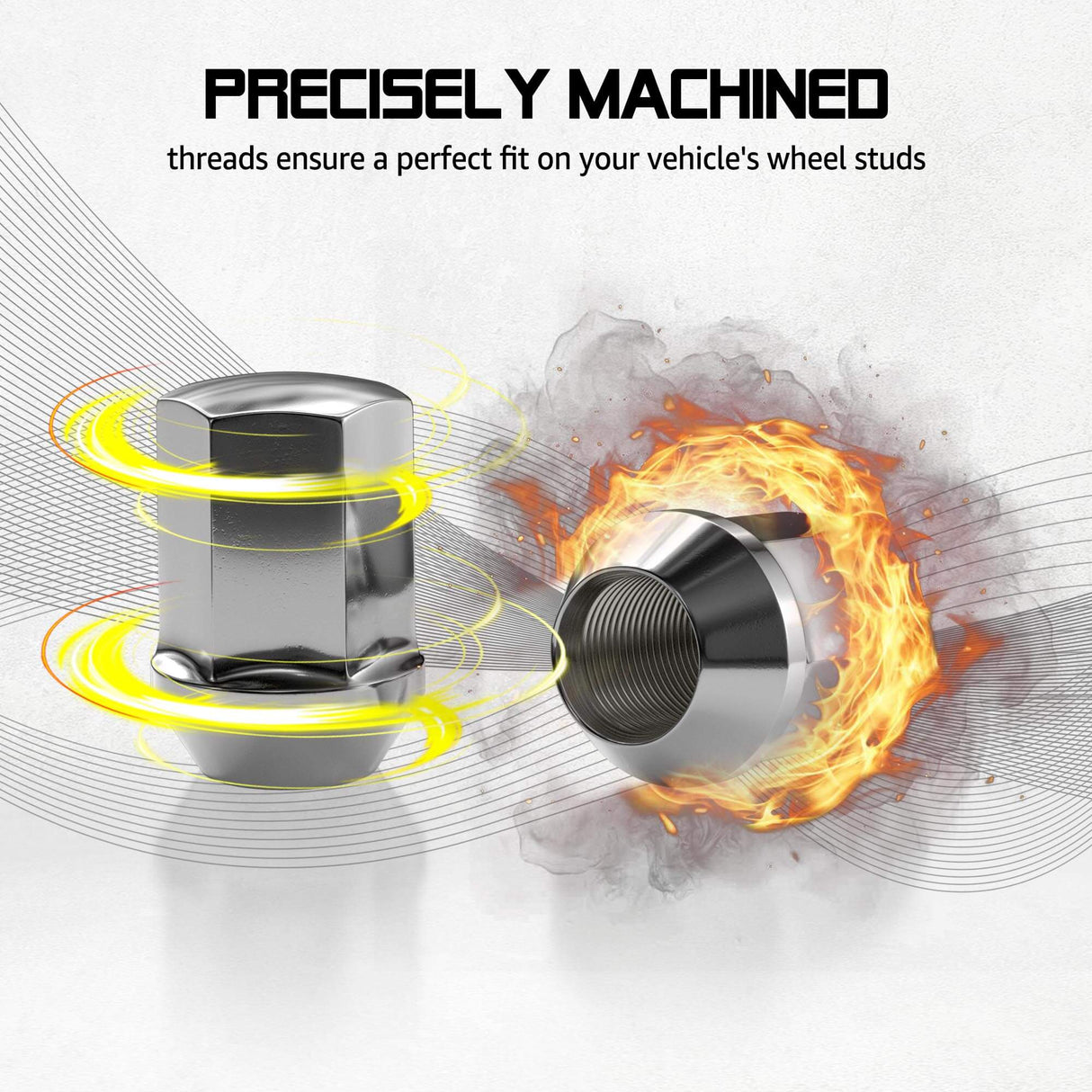 Richeer M14x1.5 Lug Nuts, 20PCS Bulge Acorn, Closed End for Trucks & SUVs - Chrome