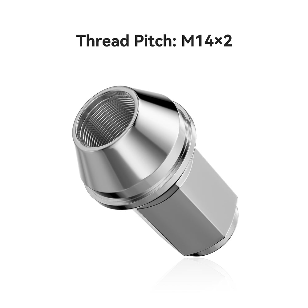 Richeer M14x2 Lug Nuts, 24PCS, Open End ET for Trucks & SUVs - Chrome