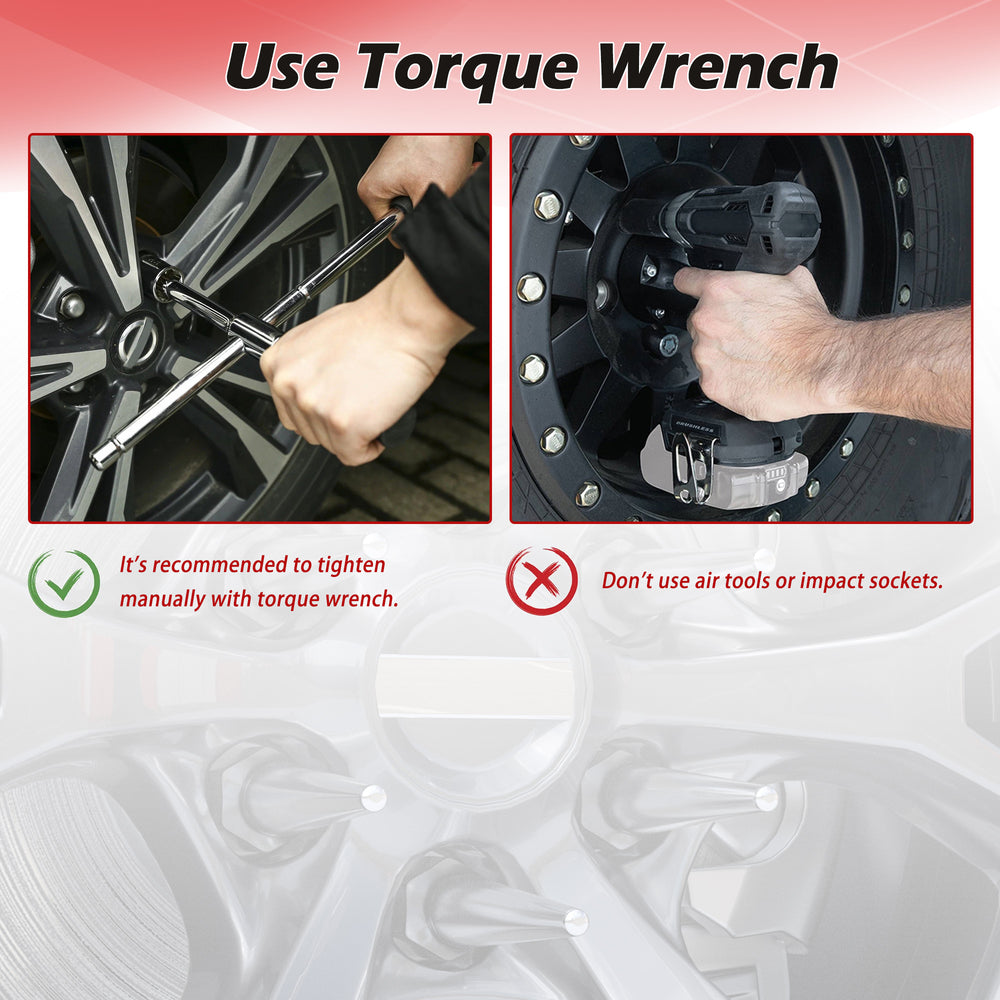 Richeer M14x1.5 Lug Nuts, 20PCS Spike, Closed End for Trucks & SUVs - Black