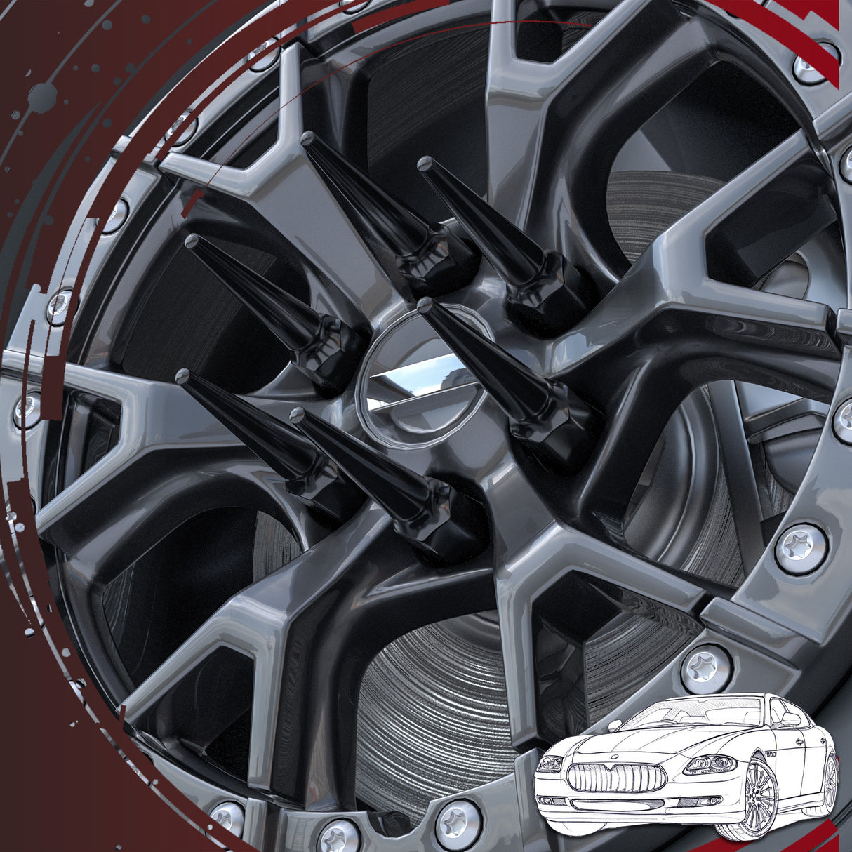 Richeer M14x1.5 Lug Nuts, 20PCS Spike, Closed End for Trucks & SUVs - Black