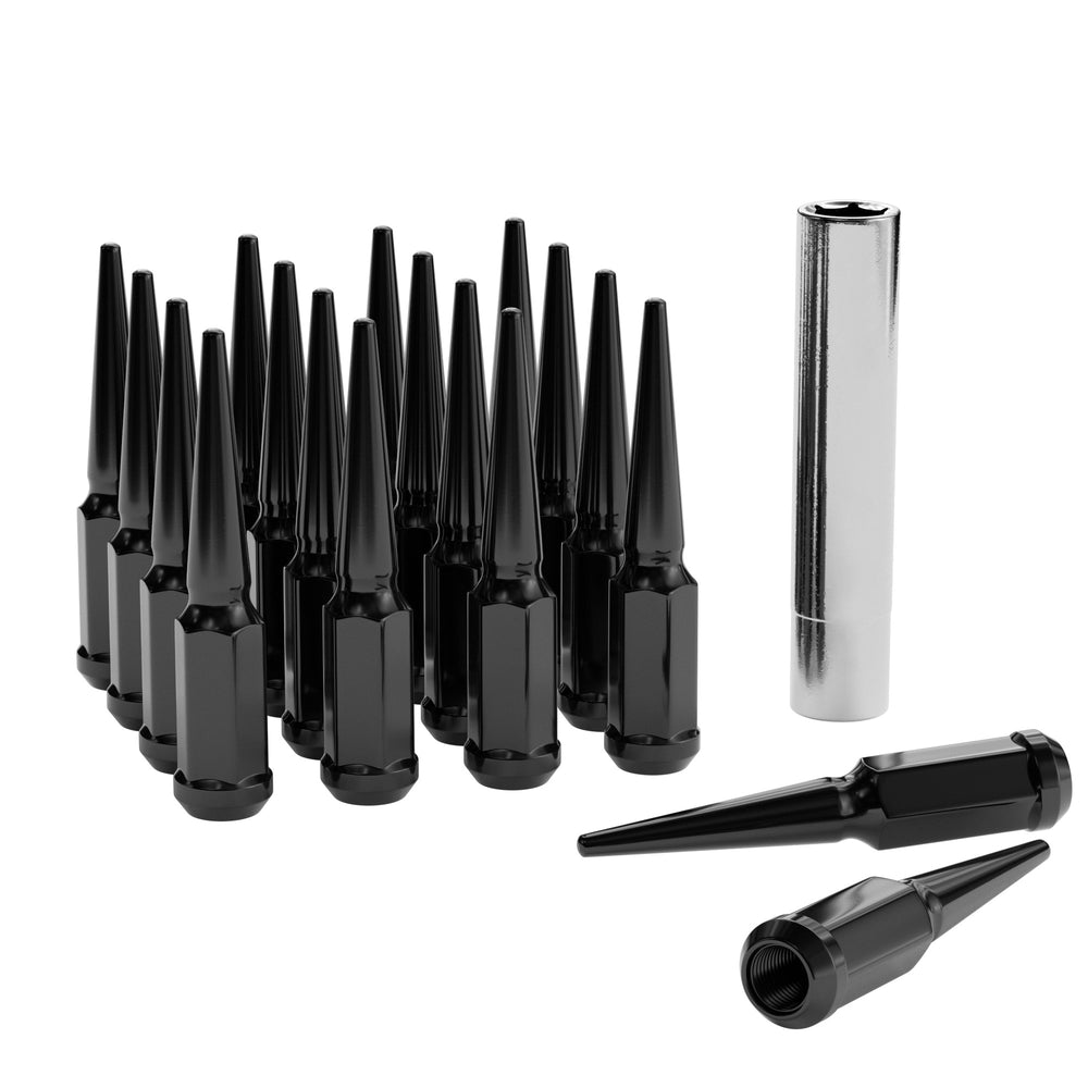 Richeer M14x1.5 Lug Nuts, 20PCS Spike, Closed End for Trucks & SUVs - Black