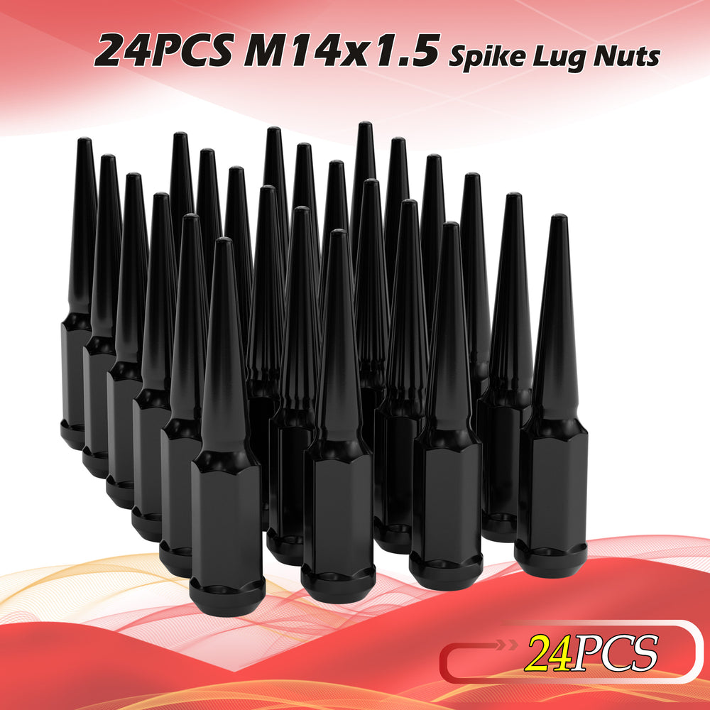 Richeer M14x1.5 Lug Nuts, 20PCS Spike, Closed End for Trucks & SUVs - Black
