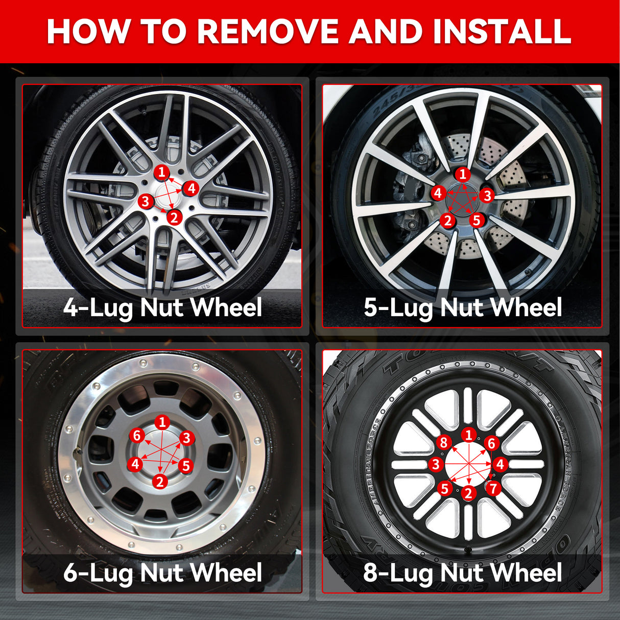 Richeer M14x1.5 Lug Nuts, 32PCS Spike, Closed End for Trucks & SUVs - Black