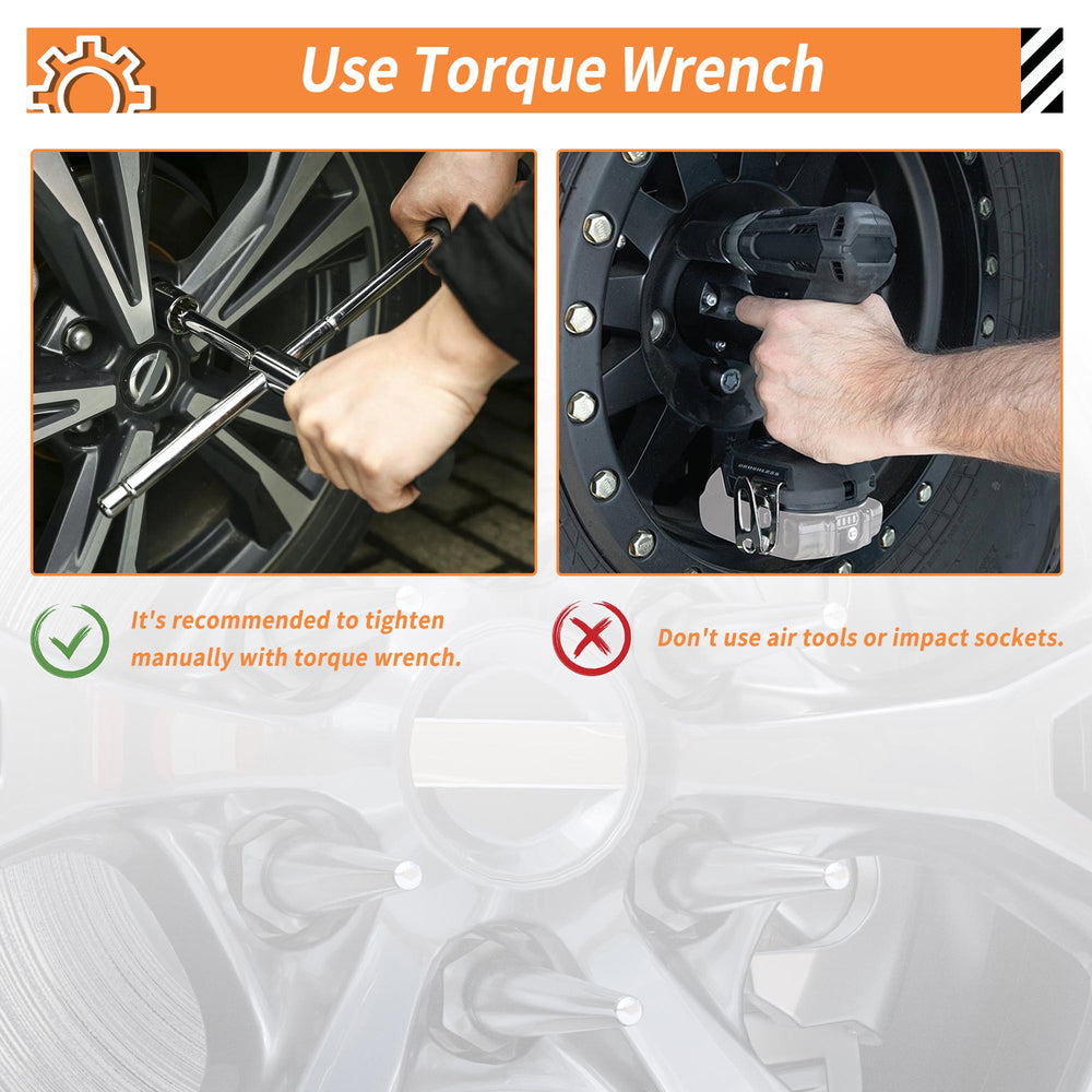 Richeer 9/16-18 Lug Nuts, 32PCS Spike, Closed End for Trucks & SUVs - Chrome