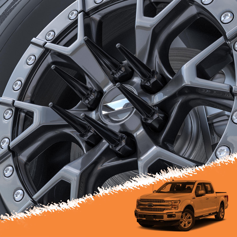 Richeer 9/16-18 Lug Nuts, 32PCS Spike, Closed End for Trucks & SUVs - Chrome