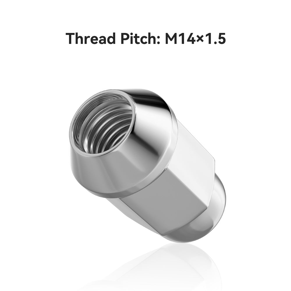 Richeer M14x1.5 Lug Nuts, 20PCS Bulge Acorn, Closed End for Trucks & SUVs - Chrome