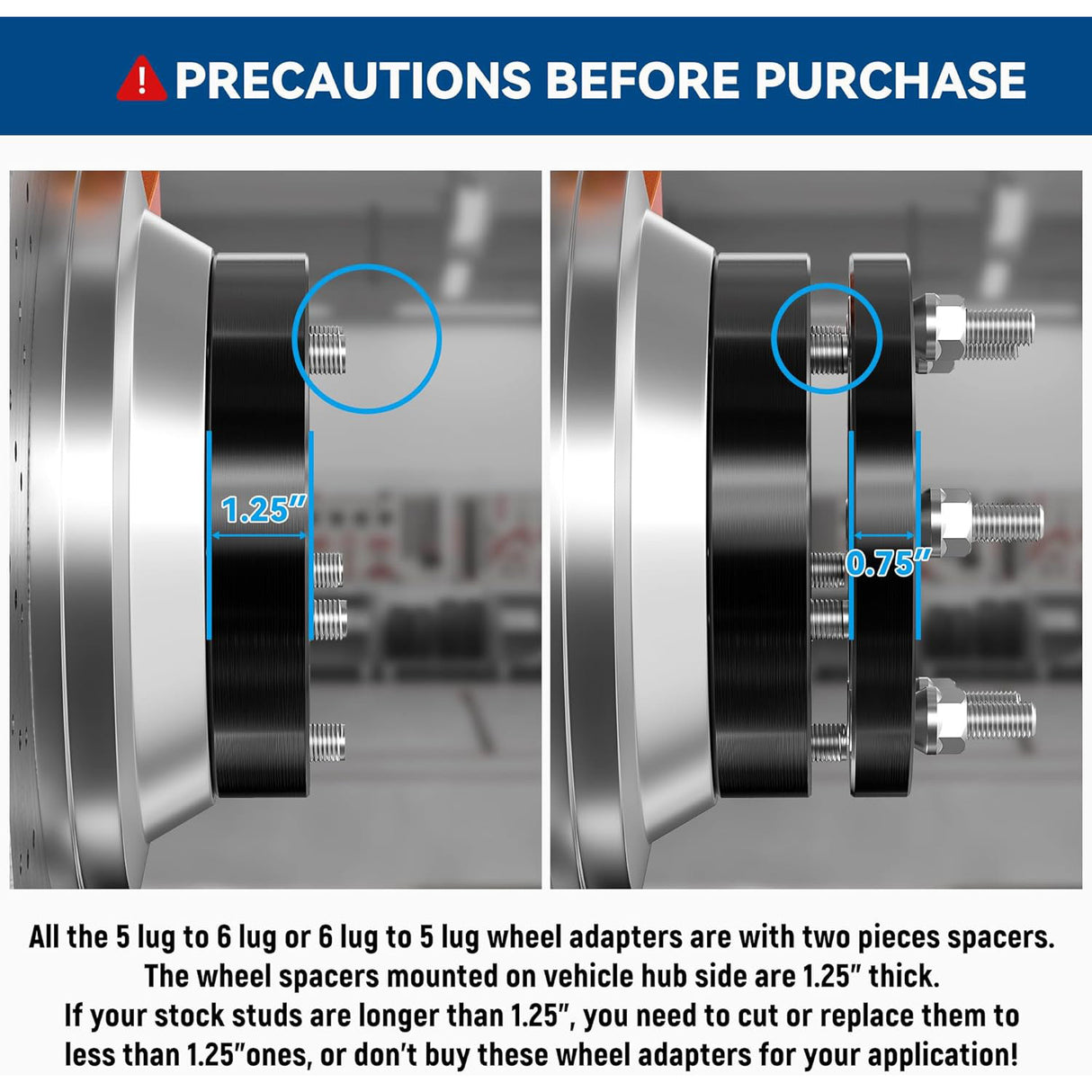 Richeer 5x5" to 6x5.5" Wheel Adapters for Off-Road Vehicles (Jeep, GMC, Chevy & More)